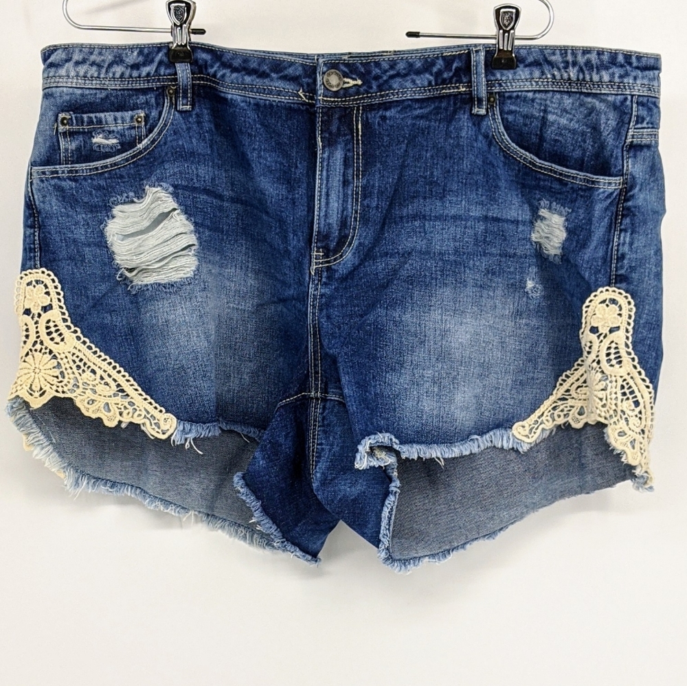 Joe Boxer Jean Lace Shorts Distressed